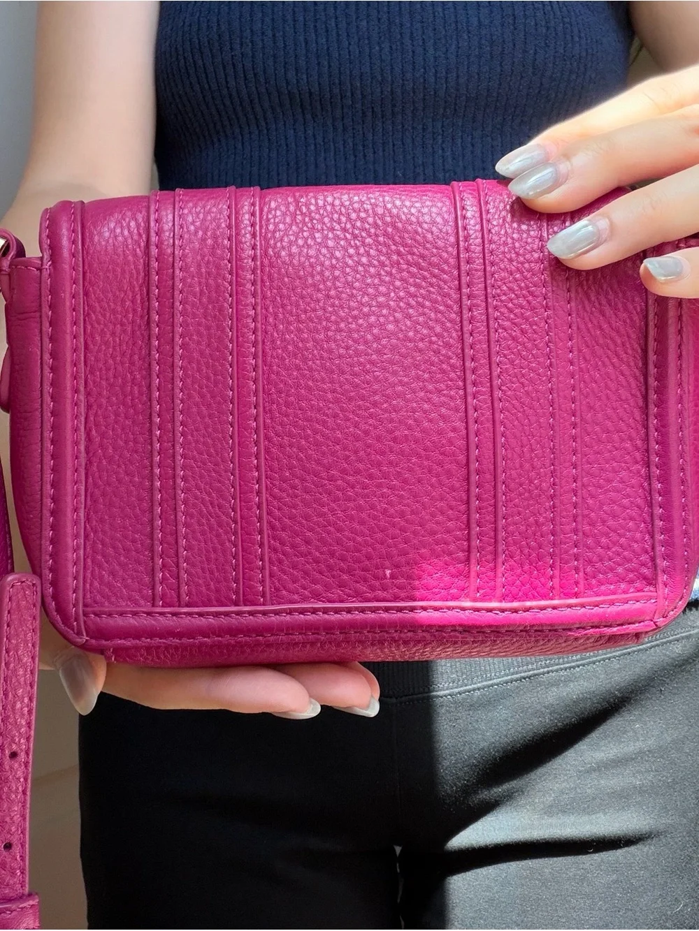 Tory Burch Pebbled Leather Crossbody Bag Pink